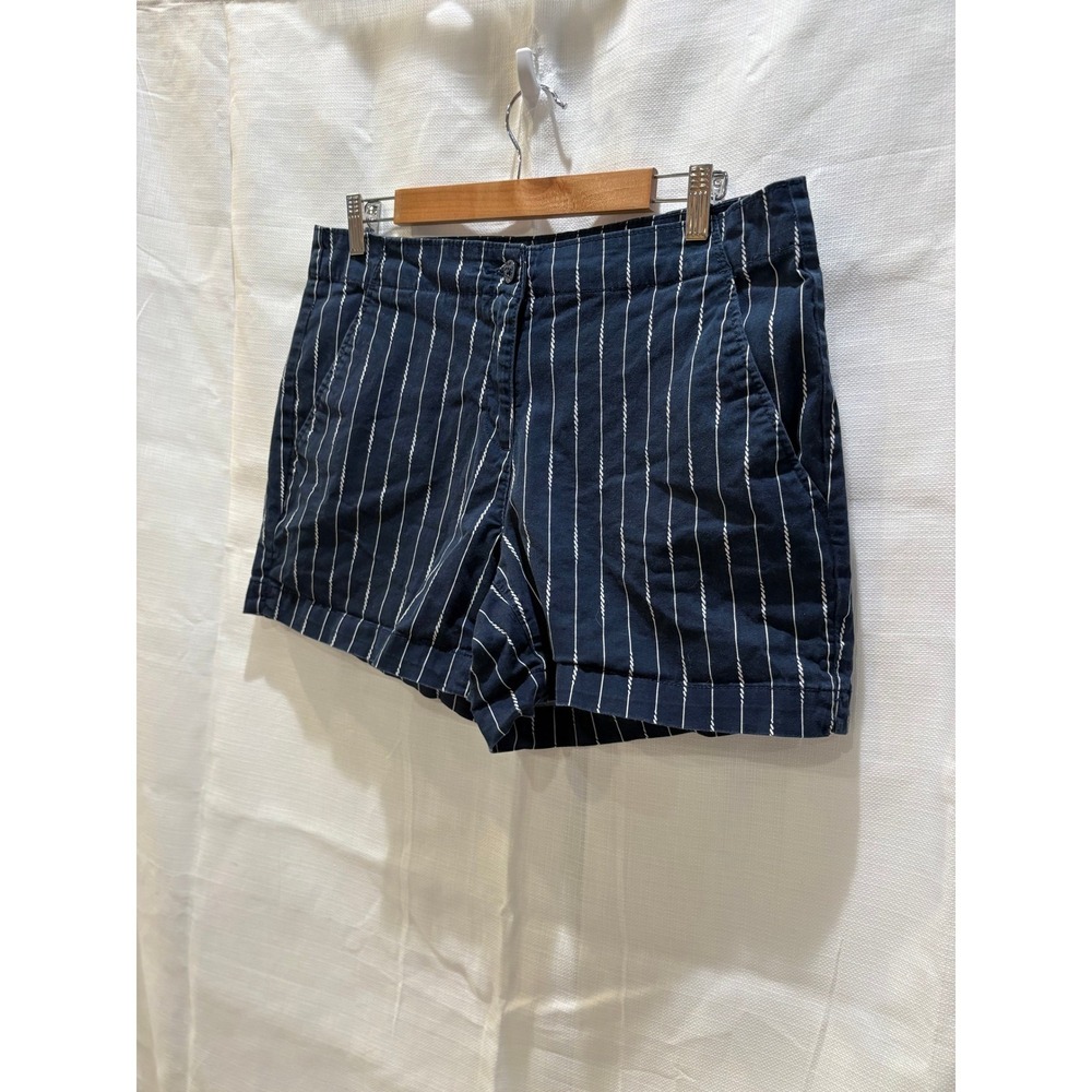 Nautica Women Blue Pinstripe Sailor‎ Button Shorts Size 12